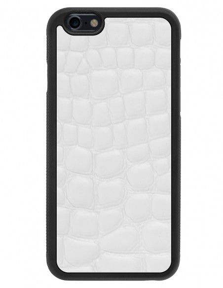 Etui premium skórzane, case na smartfon APPLE iPhone 6. Skóra crocodile biała.
