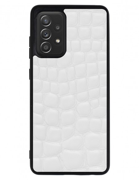 Etui premium skórzane, case na smartfon SAMSUNG GALAXY A52 5G. Crocodile biały