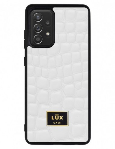 Etui premium skórzane, case na smartfon SAMSUNG GALAXY A52 5G. Crocodile biały
