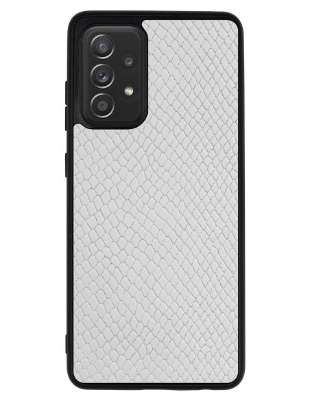 Etui premium skórzane, case na smartfon SAMSUNG GALAXY A52 5G. Iguana biały