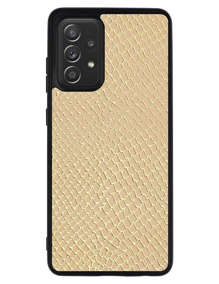 Etui premium skórzane, case na smartfon SAMSUNG GALAXY A52 5G. Iguana gold
