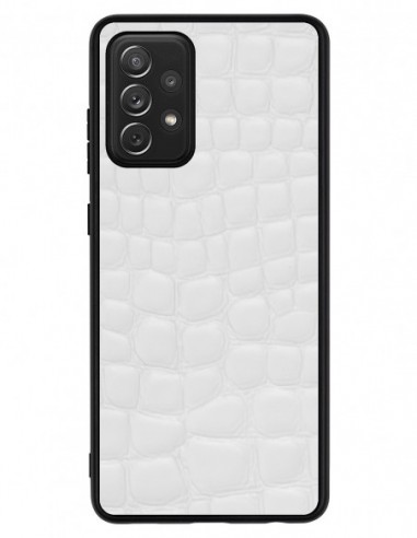 Etui premium skórzane, case na smartfon SAMSUNG GALAXY A72 5G. Crocodile biały