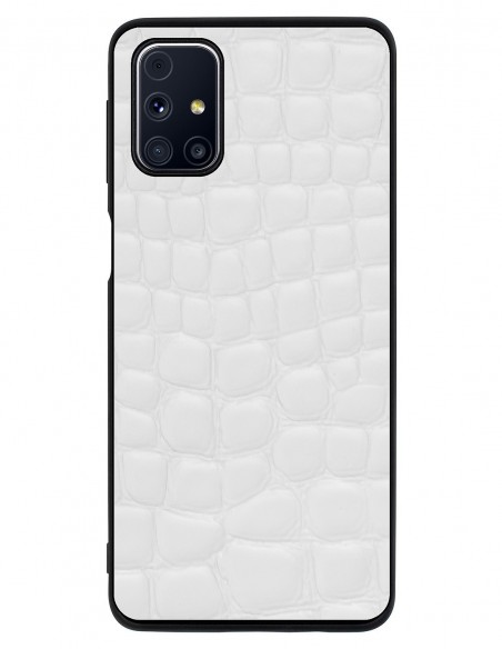 Etui premium skórzane, case na smartfon SAMSUNG GALAXY M31S. Crocodile biały