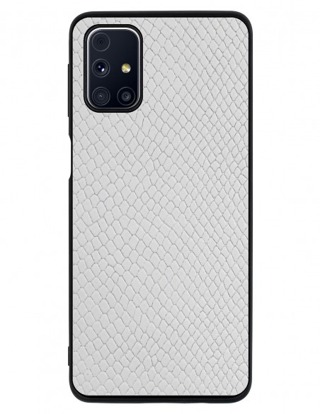 Etui premium skórzane, case na smartfon SAMSUNG GALAXY M31S. Iguana biały