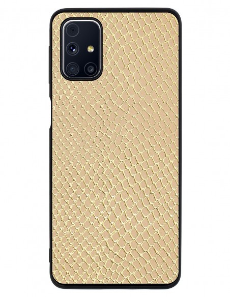 Etui premium skórzane, case na smartfon SAMSUNG GALAXY M31S. Iguana gold