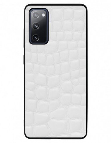 Etui premium skórzane, case na smartfon SAMSUNG GALAXY S20 FE. Crocodile biały