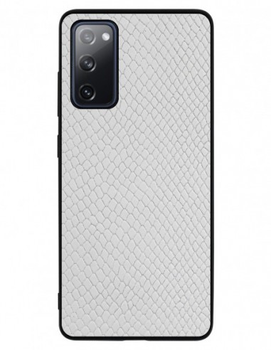 Etui premium skórzane, case na smartfon SAMSUNG GALAXY S20 FE. Iguana biały