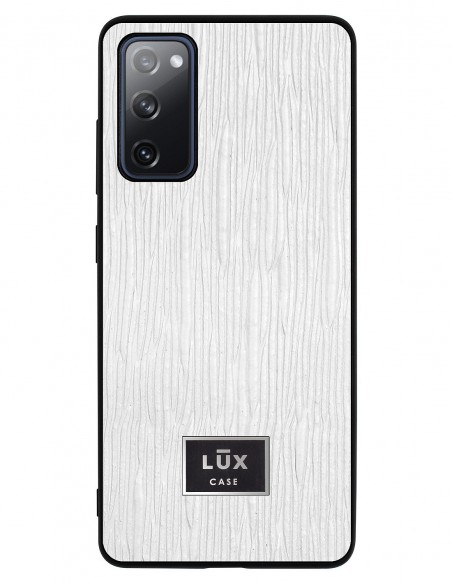 Etui premium skórzane, case na smartfon SAMSUNG GALAXY S20 FE. Lizard biały ze złotą blaszką
