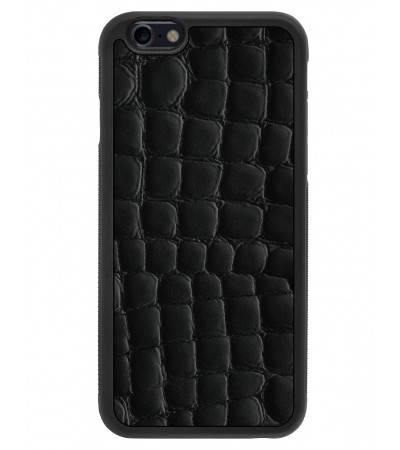Etui premium skórzane, case na smartfon APPLE iPhone 6. Skóra crocodile czarna.