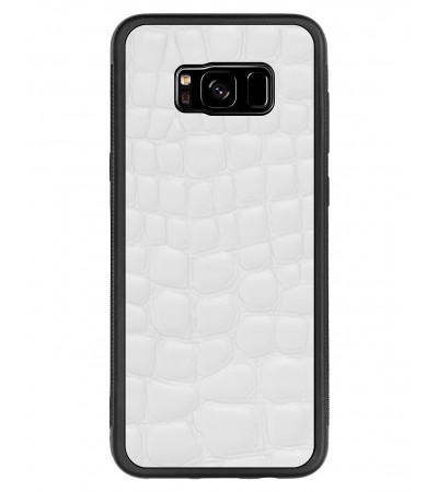 Etui premium skórzane, case na smartfon SAMSUNG GALAXY S8 PLUS. Skóra crocodile biała.