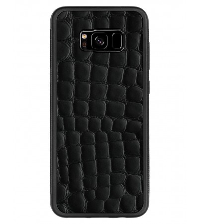Etui premium skórzane, case na smartfon SAMSUNG GALAXY S8 PLUS. Skóra crocodile czarna.