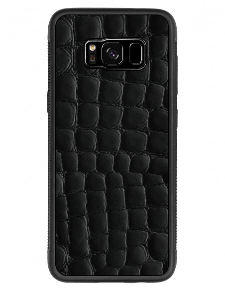 Etui premium skórzane, case na smartfon SAMSUNG GALAXY S8. Skóra crocodile czarna.