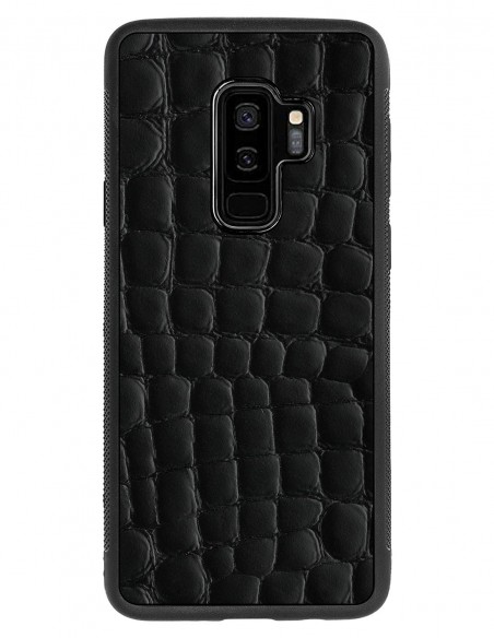 Etui premium skórzane, case na smartfon SAMSUNG GALAXY S9 PLUS. Skóra crocodile czarna.