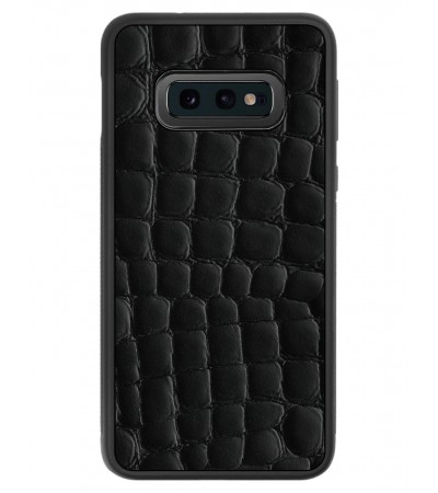 Etui premium skórzane, case na smartfon SAMSUNG GALAXY S10E. Skóra crocodile czarna.