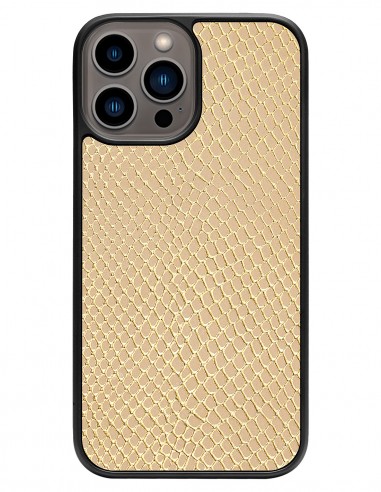 Etui premium skórzane, case na smartfon APPLE iPhone 13 PRO MAX. Skóra iguana gold.