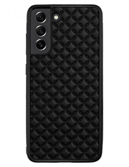 Etui premium skórzane, case na smartfon SAMSUNG GALAXY S21 FE. Skóra pik czarna mat.