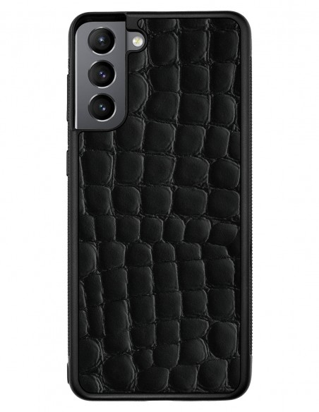 Etui premium skórzane, case na smartfon SAMSUNG GALAXY S21 PLUS. Skóra crocodile czarna.