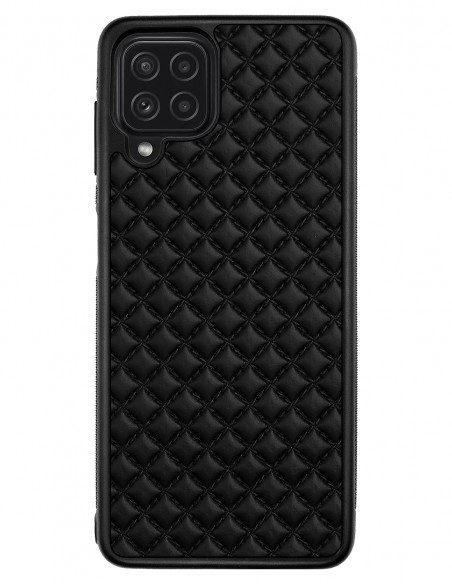 Etui premium skórzane, case na smartfon SAMSUNG GALAXY A22 4G. Skóra pik czarna mat.