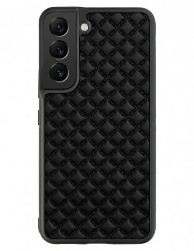 Etui premium skórzane, case na smartfon Samsung Galaxy S22. Skóra pik czarna mat.