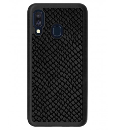 Etui premium skórzane, case na smartfon SAMSUNG GALAXY A40. Skóra iguana czarna.