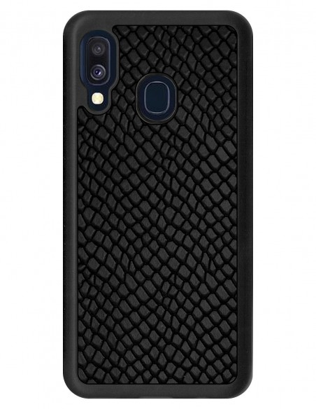 Etui premium skórzane, case na smartfon SAMSUNG GALAXY A40. Skóra iguana czarna.