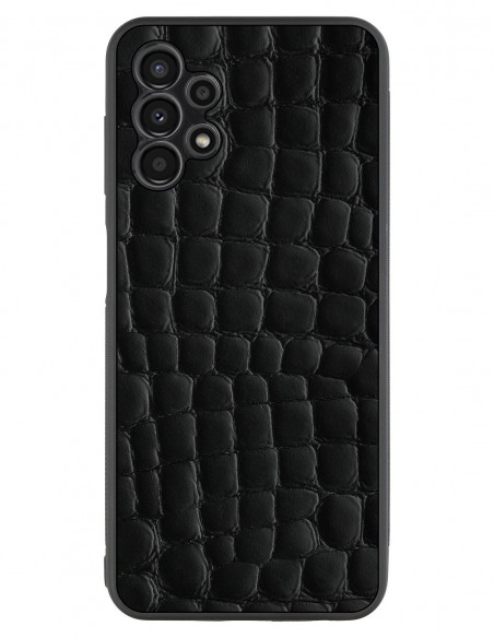 Etui premium skórzane, case na smartfon Samsung Galaxy A13 4G. Skóra crocodile czarna.