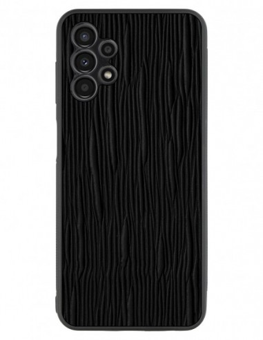 Etui premium skórzane, case na smartfon Samsung Galaxy A13 4G. Skóra lizard czarna.