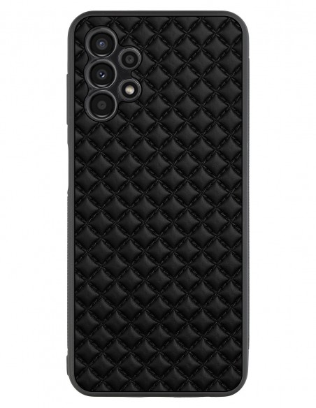 Etui premium skórzane, case na smartfon Samsung Galaxy A13 4G. Skóra pik czarna mat.