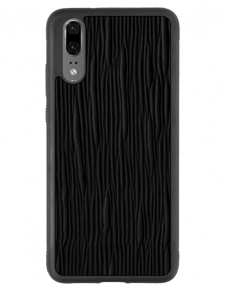 Etui premium skórzane, case na smartfon Huawei P20. Skóra lizard czarna.