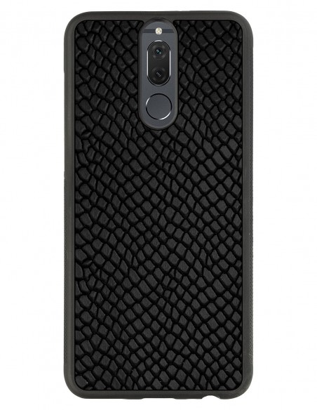 Etui premium skórzane, case na smartfon Huawei Mate 10 Lite. Skóra iguana czarna.