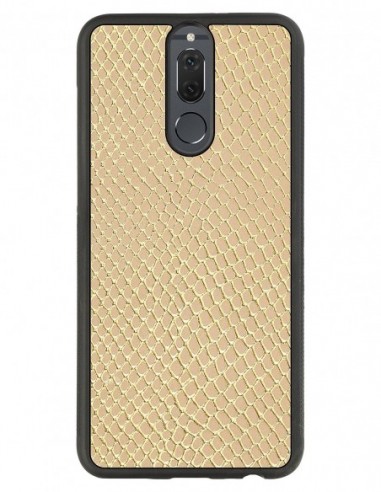 Etui premium skórzane, case na smartfon Huawei Mate 10 Lite. Skóra iguana gold.