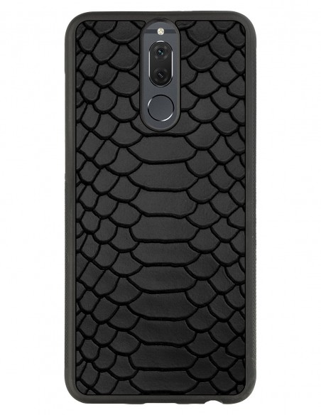 Etui premium skórzane, case na smartfon Huawei Mate 10 Lite. Skóra python czarna mat.
