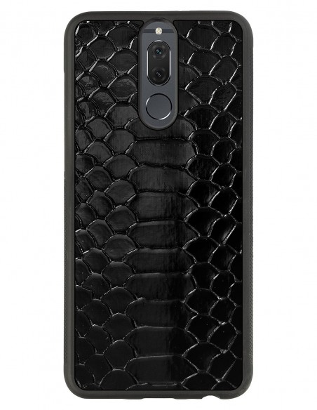 Etui premium skórzane, case na smartfon Huawei Mate 10 Lite. Skóra python czarna błysk.