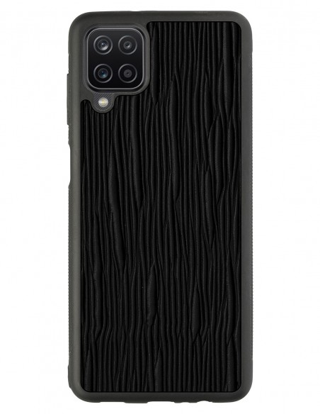 Etui premium skórzane, case na smartfon Samsung Galaxy A12. Skóra lizard czarna.