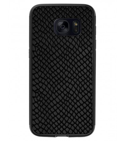Etui premium skórzane, case na smartfon SAMSUNG GALAXY S7. Skóra iguana czarna.