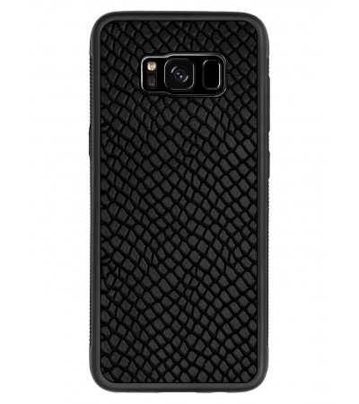 Etui premium skórzane, case na smartfon SAMSUNG GALAXY S8. Skóra iguana czarna.
