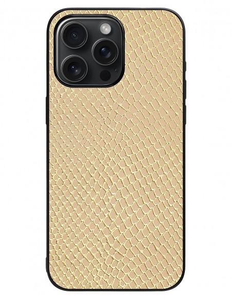 Etui premium skórzane, case na smartfon Apple iPhone 15 Pro Max. Skóra iguana gold.