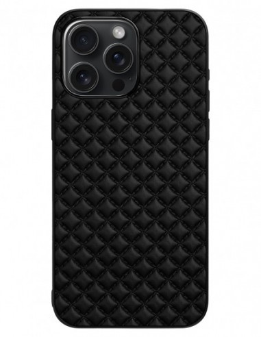 Etui premium skórzane, case na smartfon Apple iPhone 15 Pro Max. Skóra pik czarna mat.