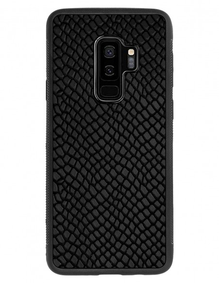 Etui premium skórzane, case na smartfon SAMSUNG GALAXY S9 PLUS. Skóra iguana czarna.