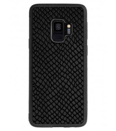 Etui premium skórzane, case na smartfon SAMSUNG GALAXY S9. Skóra iguana czarna.