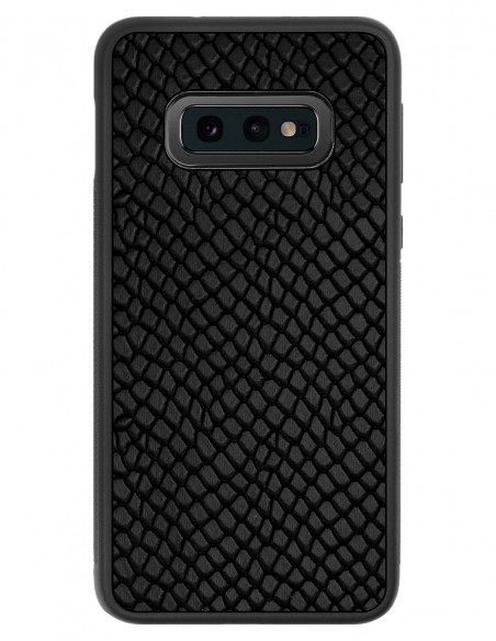 Etui premium skórzane, case na smartfon SAMSUNG GALAXY S10E. Skóra iguana czarna.