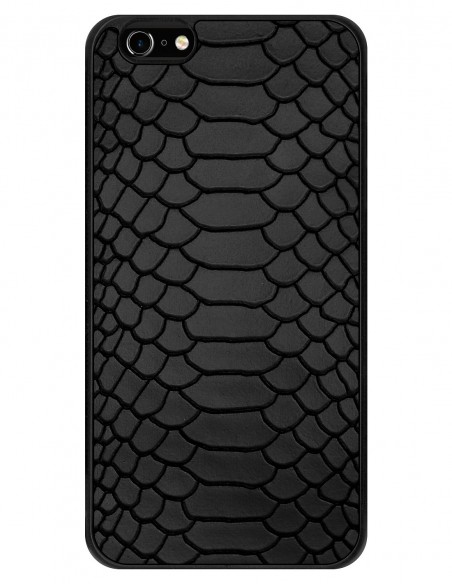 Etui premium skórzane, case na smartfon APPLE iPhone 6 PLUS. Skóra python czarna mat.