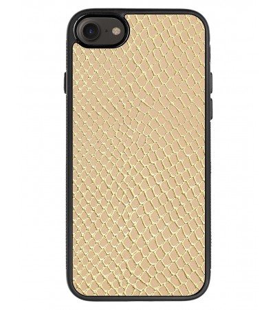 Etui premium skórzane, case na smartfon APPLE iPhone SE (2020). Skóra iguana gold.
