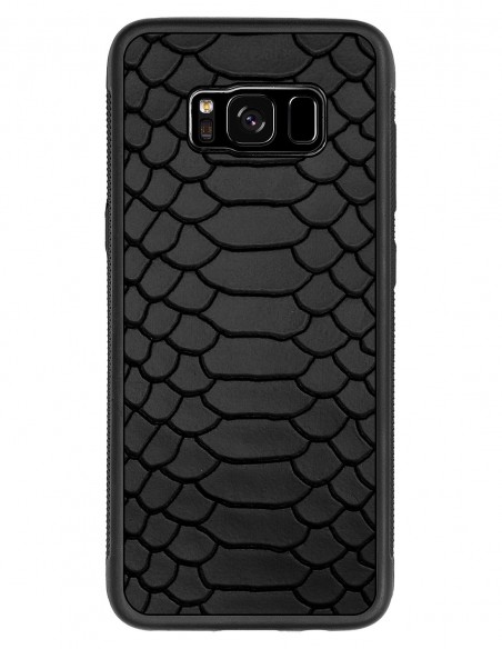Etui premium skórzane, case na smartfon SAMSUNG GALAXY S8. Skóra python czarna mat.