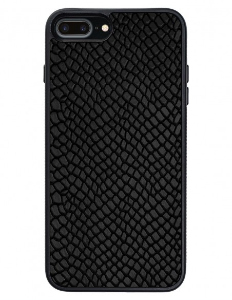 Etui premium skórzane, case na smartfon APPLE iPhone 7 PLUS. Skóra iguana czarna.