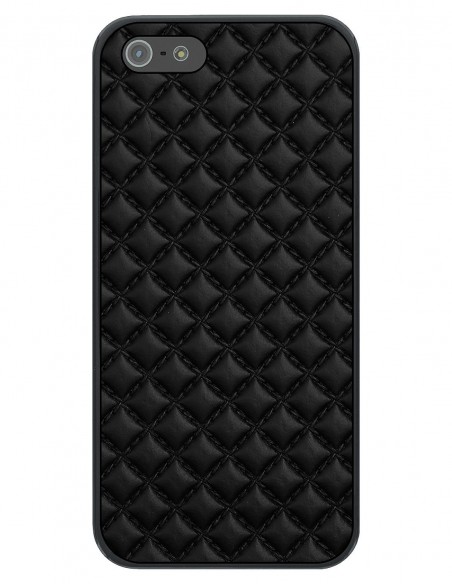 Etui premium skórzane, case na smartfon APPLE iPhone 5. Skóra pik czarna mat.