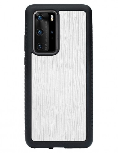 Etui premium skórzane, case na smartfon HUAWEI P40 PRO. Skóra lizard biała.