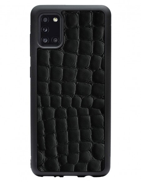 Etui premium skórzane, case na smartfon SAMSUNG GALAXY A31. Skóra crocodile czarna.