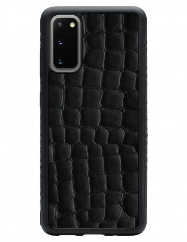 Etui premium skórzane, case na smartfon SAMSUNG GALAXY S20. Skóra crocodile czarna.
